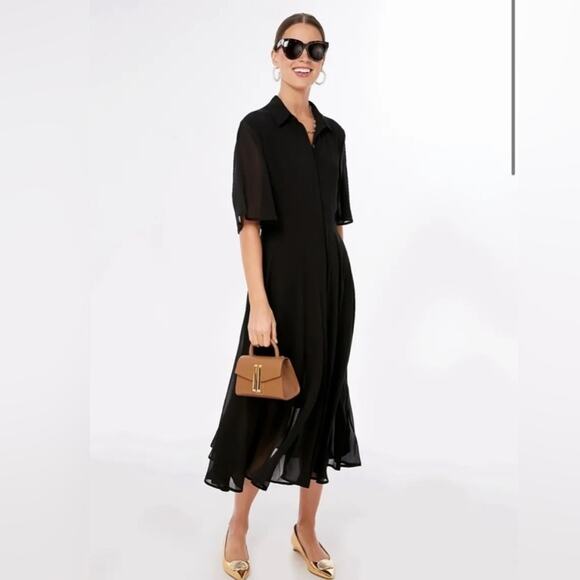 Pomander Place Black Maeve Classic Collared Shirt Maxi Dress Sz XS - Picture 5 of 12